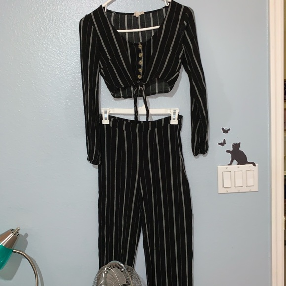 Full Tilt Other - two piece black and white striped set